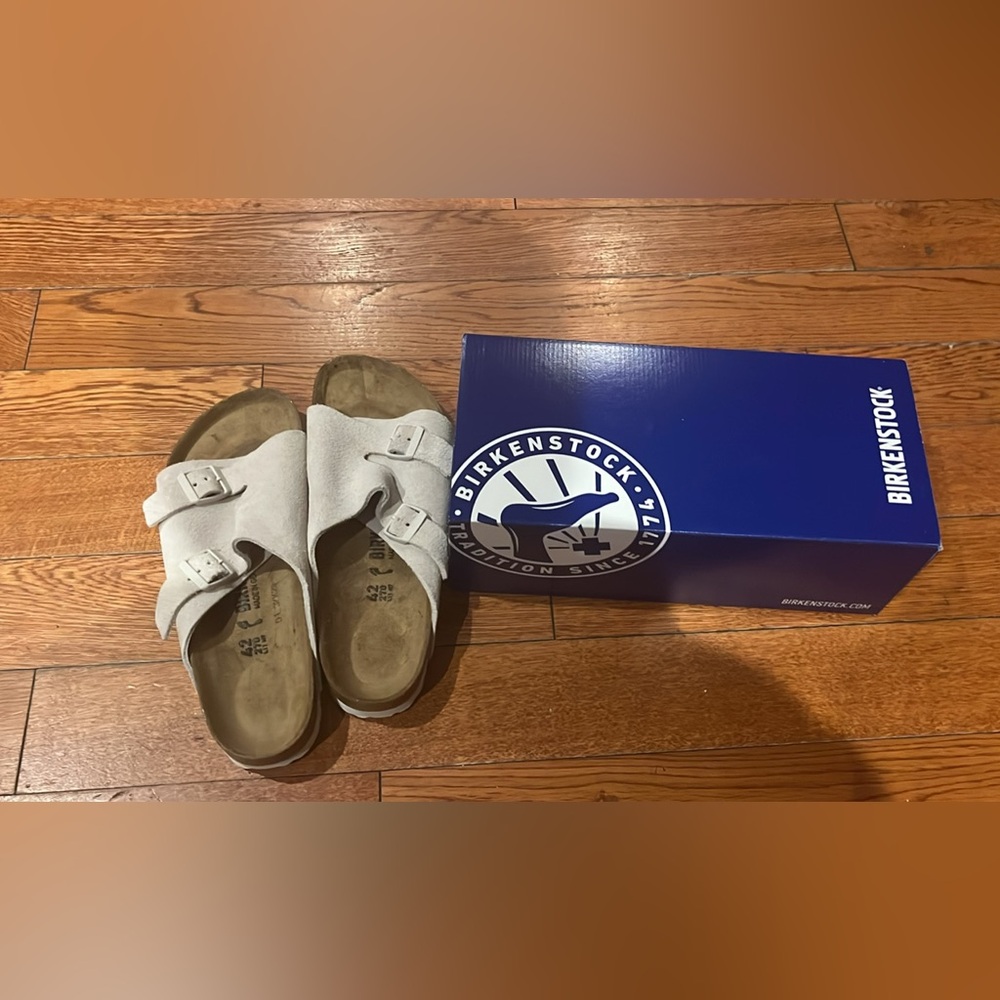 Birkenstock Off-White Double Strap Sandals Kyoto suede leather